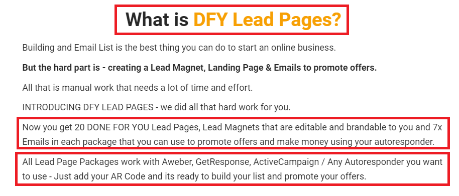 DFY Lead Pages Review