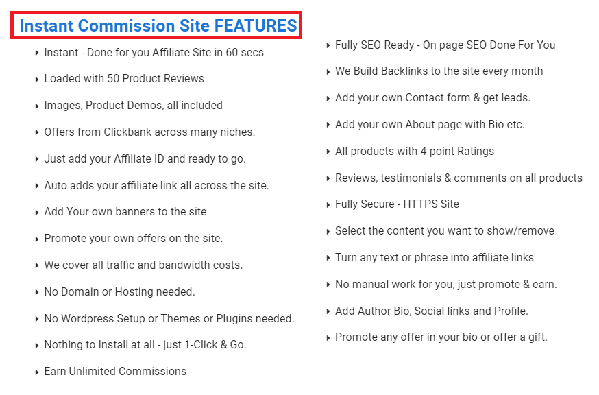 Instant Commission Site Review