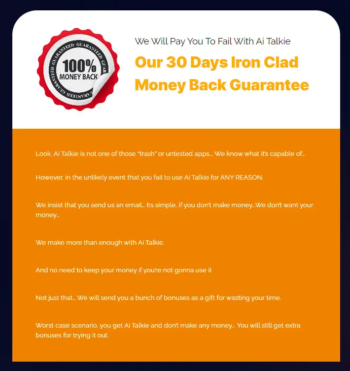 AI Talkie Review Money Back Guarantee