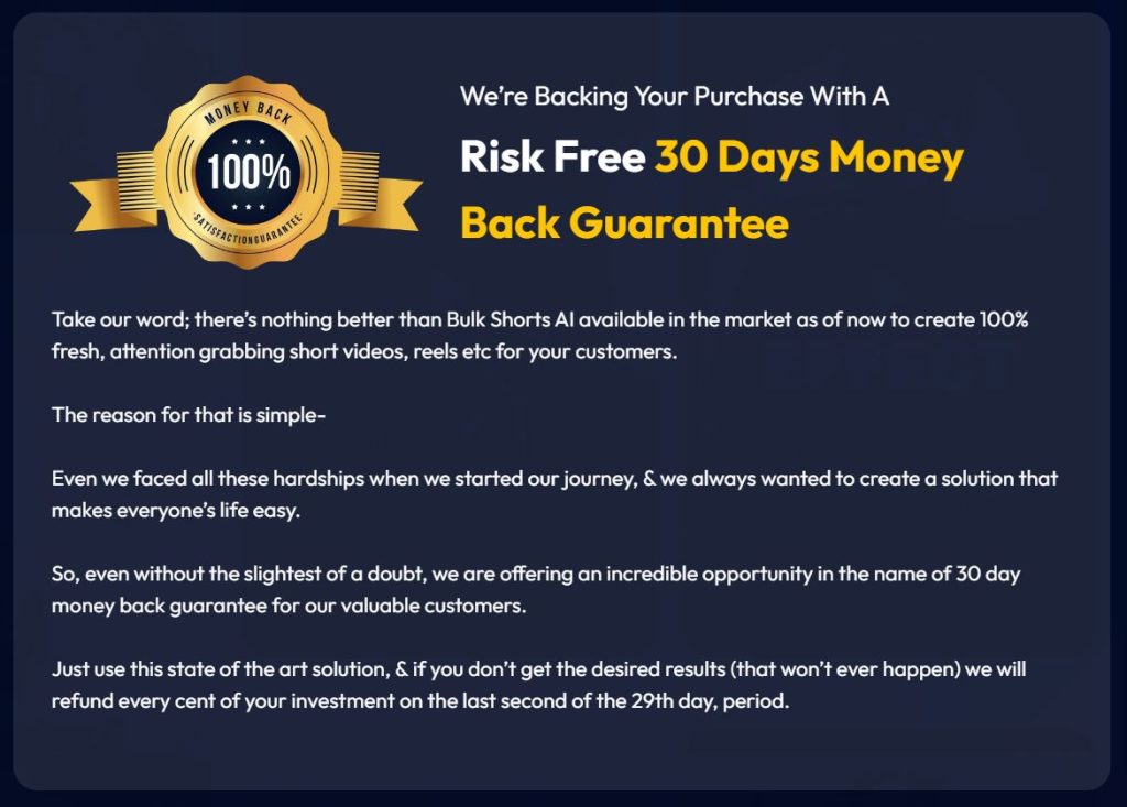 Bulk Shorts AI Money Back Guarantee