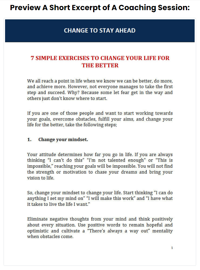 Change to Stay Ahead Coaching Session Preview