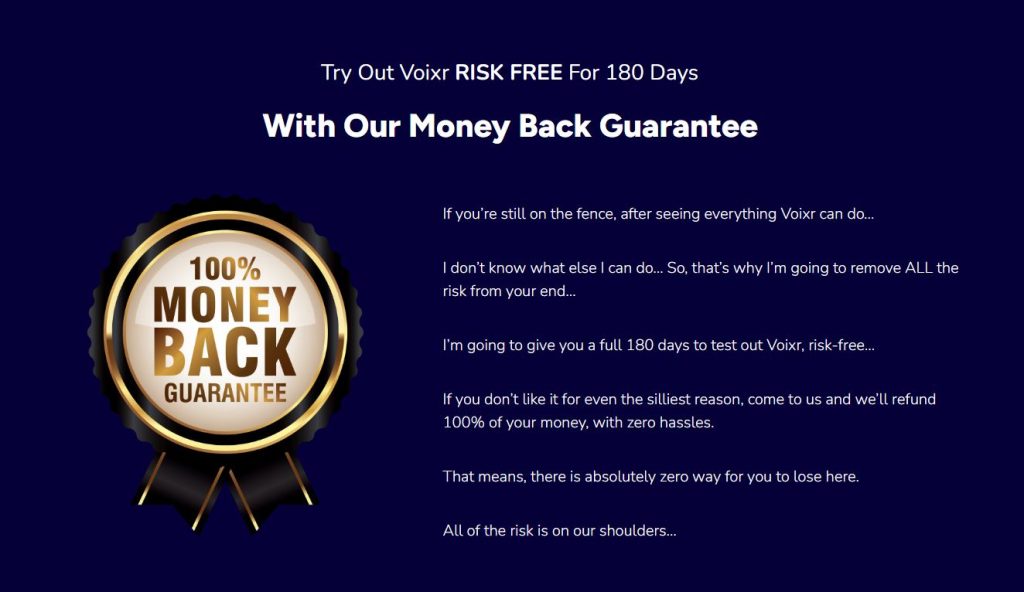 Voixr Software Review Money Back Guarantee